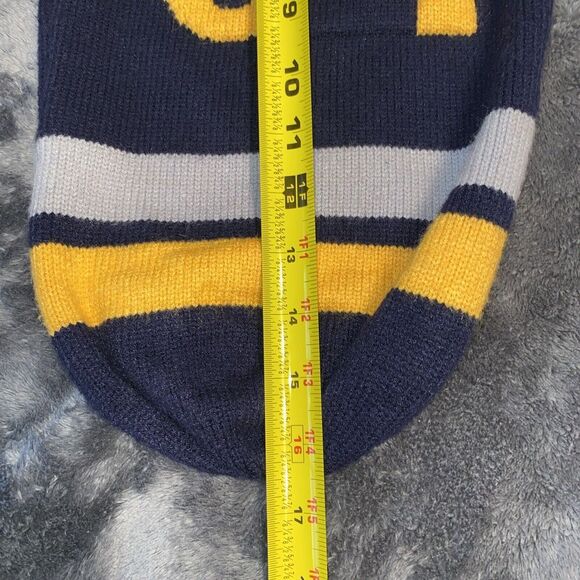 Adorable Baby Hooded Sweater Navy Blue Yellow '01' Sports Style Knit Jumper - Picture 8 of 11